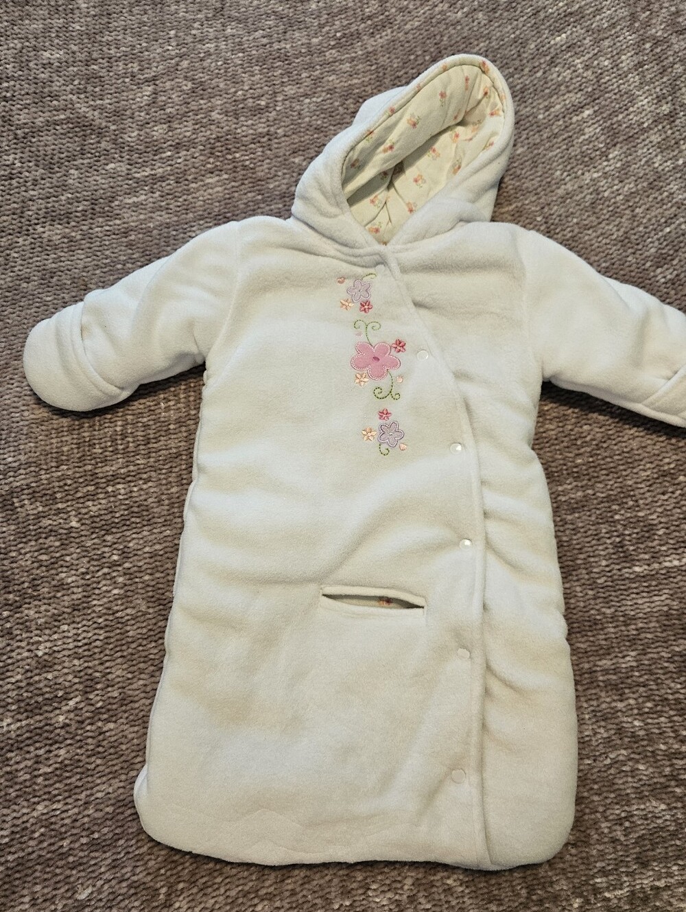 Child of Mine by Carter’s Baby Girl Fleece Bunting Bag Pram Suit Floral 3-6M
